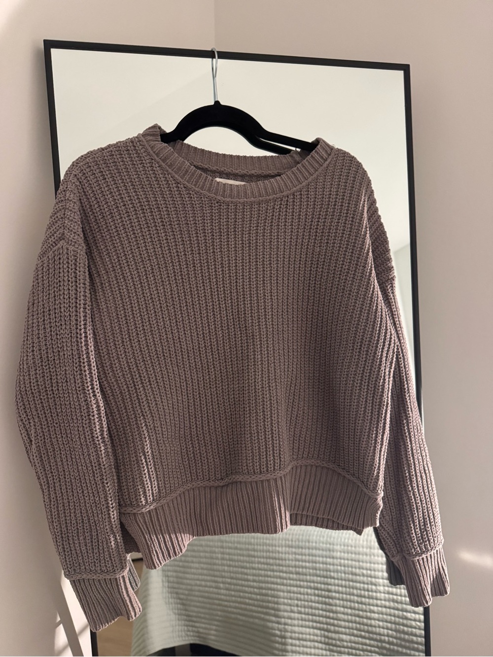 Aeropostale Mauve Waffle-Knit Crewneck Sweater